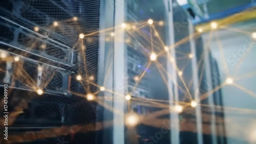 Wallpaper Mural Server Room Data Center with Plexus Connection Overlay Torontodigital.ca