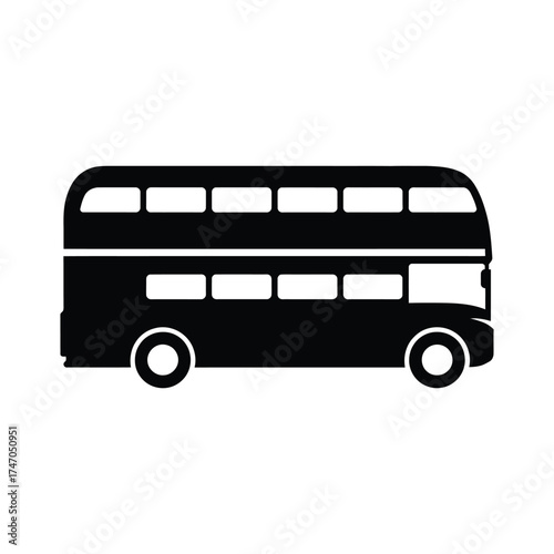 Black silhouette of a double decker bus