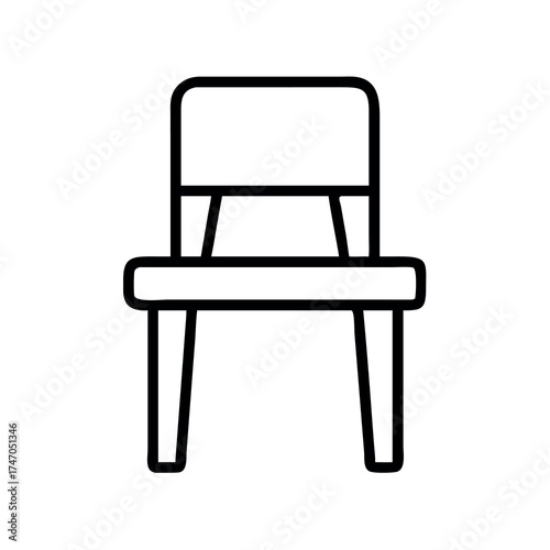 Simple line drawing of a modern chair with a backrest and four legs