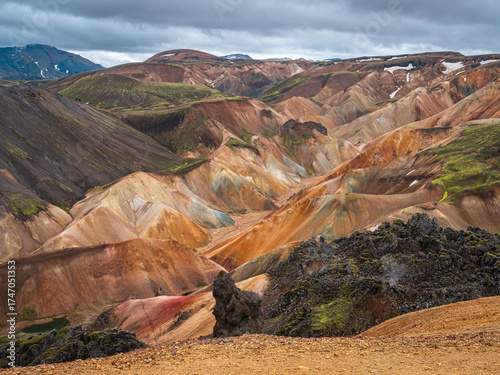 Принти на полотні Colorful mountains landscape at Landmannalaugar, Iceland.