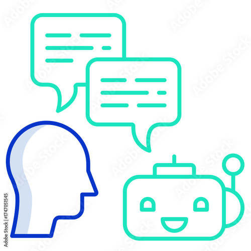 ai chat bot outline color icon design