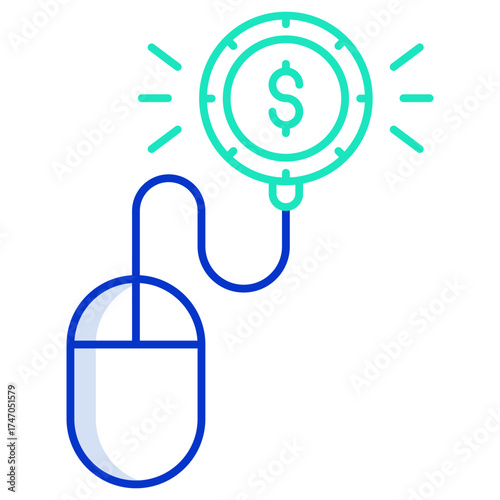 click per pay outline color icon design