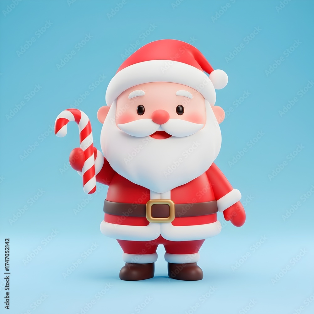 Fototapeta premium Cute Santa Claus 3D Render Illustration for Merry Christmas Design Composition
