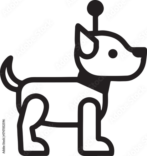 Robot dog pet outline silhouette symbolizing futuristic technology, AI companion, and innovation design.