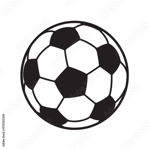 Black and white soccer ball, a classic sports equipment for football games and recreational activities
