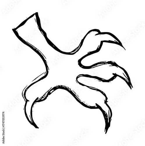 Bird Claw Drawing Ink Brush Stroke vector