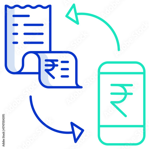 mobile bills e-payment  outline color icon design