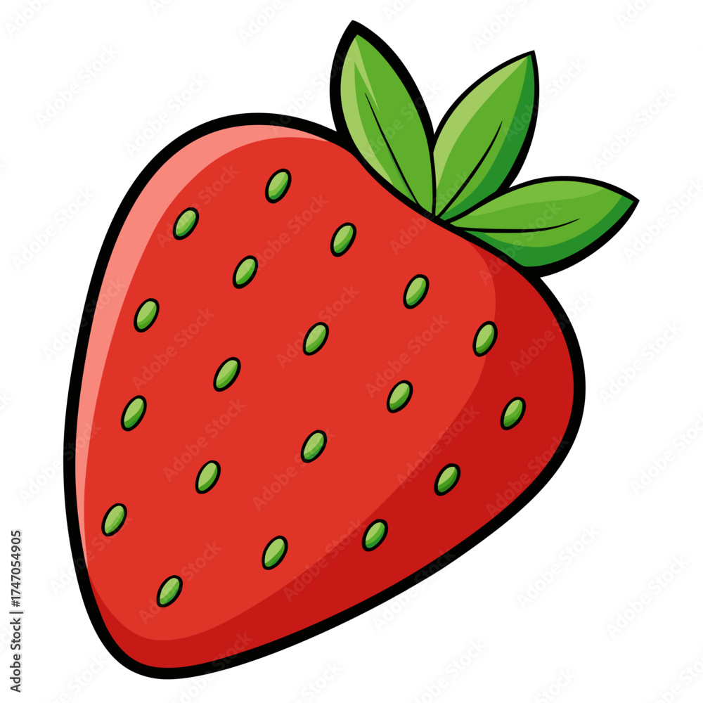 Obraz premium Flat style strawberry vector illustration isolated on white vector illustration