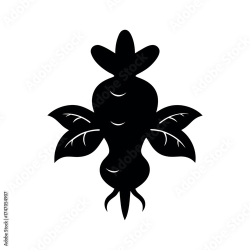 Ginger Root Black Silhouette Vector Illustration