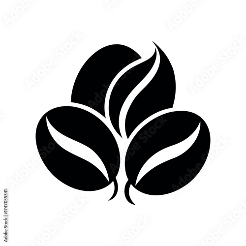 Coffee Beans Black Silhouette Vector Illustration