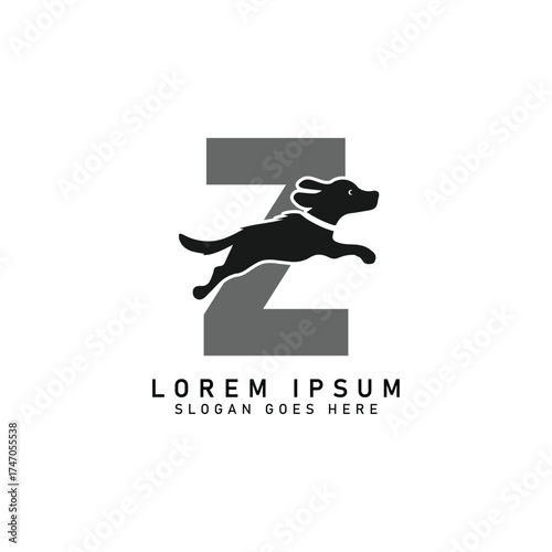 Initial Letter Z Dog Logo. Alphabet Z Dog Design vector illustration