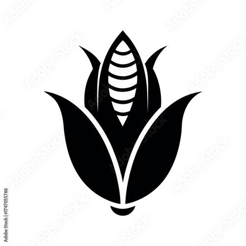 Corn Kernel Black Silhouette Vector Illustration