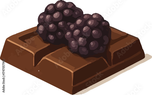 Dark Chocolate Bar with Berries Flat Desig