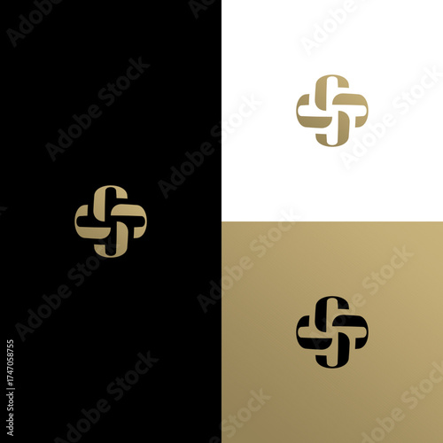 Modern Medical luxury elegant Cross S Logo Design