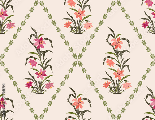 Vector Hand drawn colourful geometric flowers Motifs African boho paisley, seamless patterns with floral for fabric Ethnic Indian Pattern, textiles, clothing, wrapping paper, backdrop, banner.

