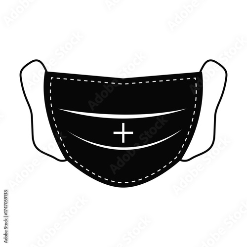 Flat Face Mask Icon for Medical, Health, and Safety Design