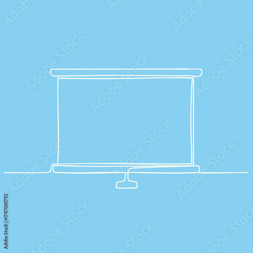 Minimalist window blind with a simple roller mechanism against a light blue