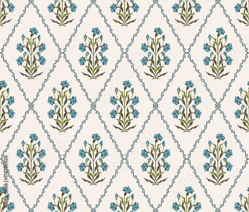 Vector Hand drawn colourful geometric flowers Motifs African boho paisley, seamless patterns with floral for fabric Ethnic Indian Pattern, textiles, clothing, wrapping paper, backdrop, banner.
