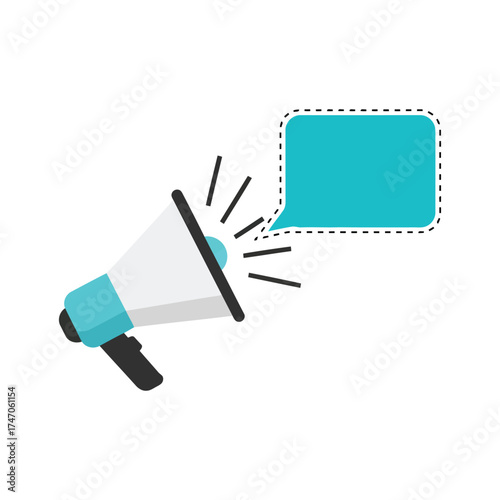 Vector art of megaphone with speech bubble