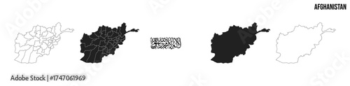 Afghanistan map set. Map of Afghanistan with flag.  Vector EPS 10