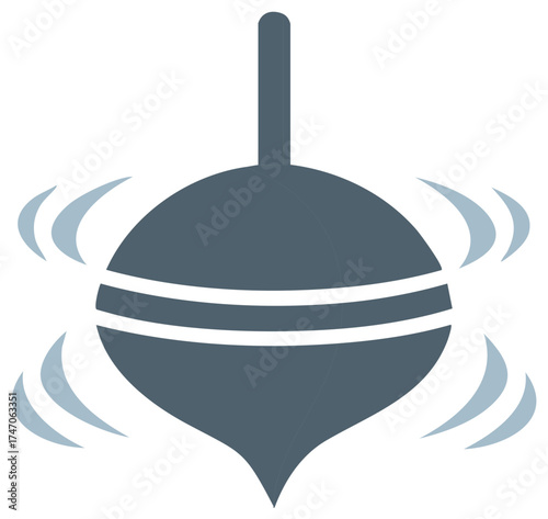 Simple flat vector icon of a classic spinning top toy in motion