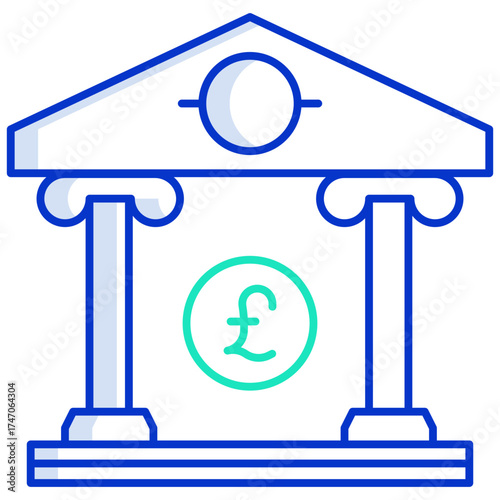 government treasury outline color icon design