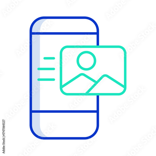 mobile and image outline color icon design