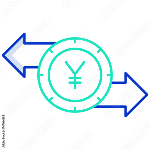 conversion yen outline color icon design