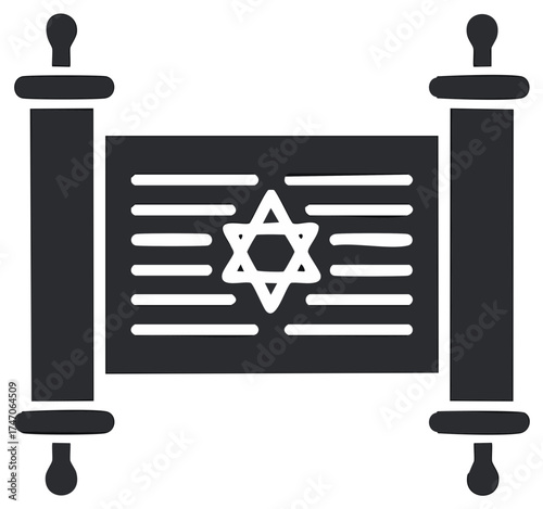Scroll with Star of David Symbol Depicting Jewish Heritage and Ancient Sacred Texts