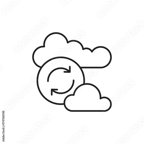 Refresh Cloud Icon, Cloud Sync Update Outline Icon