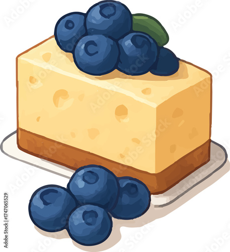 Sliced Blueberry Cheesecake on White Plate - Indulgent Baked Good Closeup Art