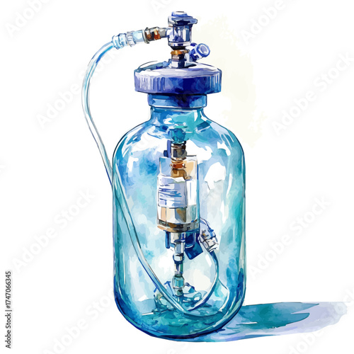 watercolor of Oxygen Tank, vector, isolated on a white background.