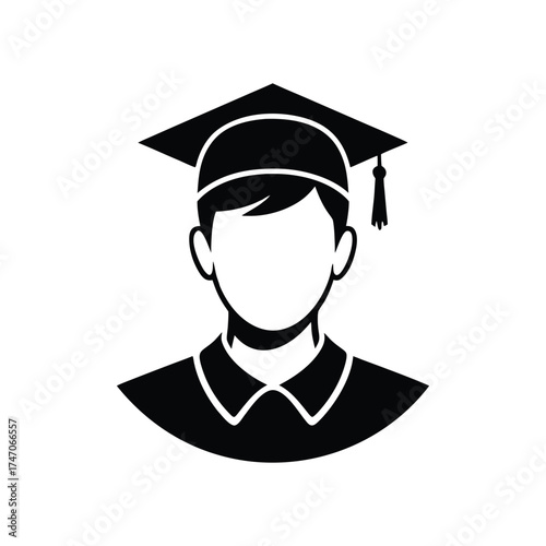 Graduate Icon Depicting the Image of a Student Celebrating Success After Academic Achievement and Graduation