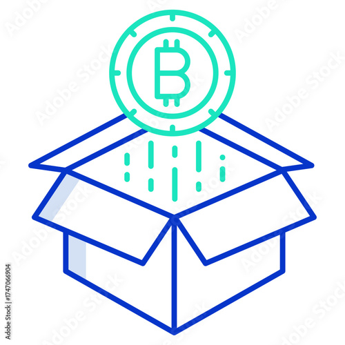 bitcoin box outline color icon design