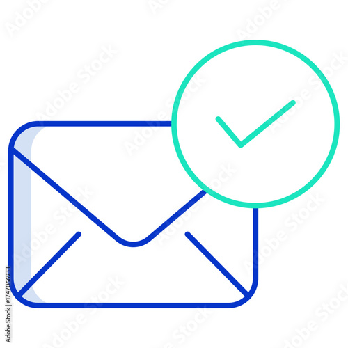 email checked outline color icon design