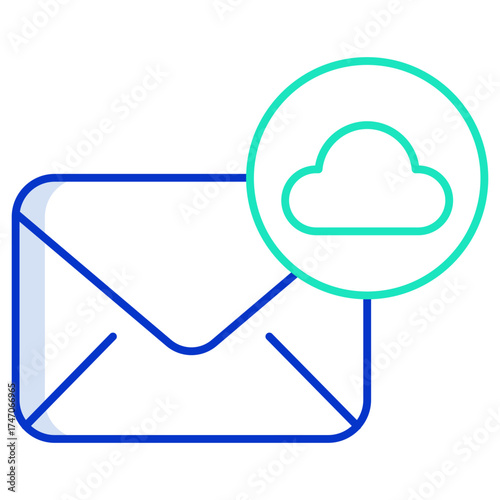 email cloud outline color icon design