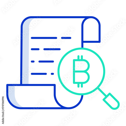 bitcoin search document outline color icon design