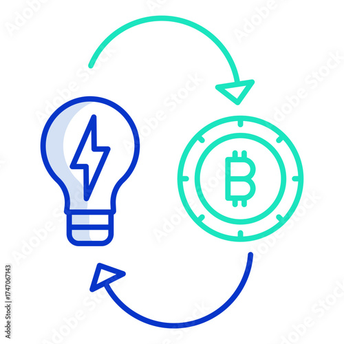bitcoin idea outline color icon design