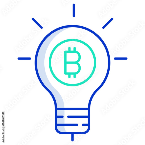 bitcoin idea bulb outline color icon design