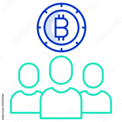 bitcoin investors outline color icon design