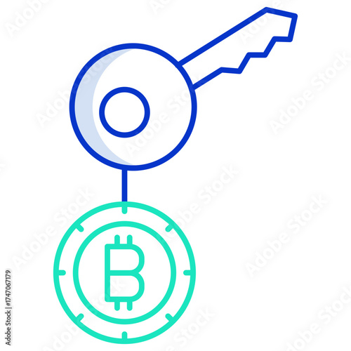 bitcoin key outline color icon design