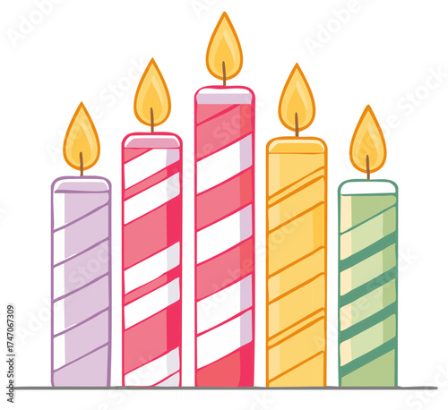 Celebration Candles Shining Brightly Fun Party Festive Group of Candles on White