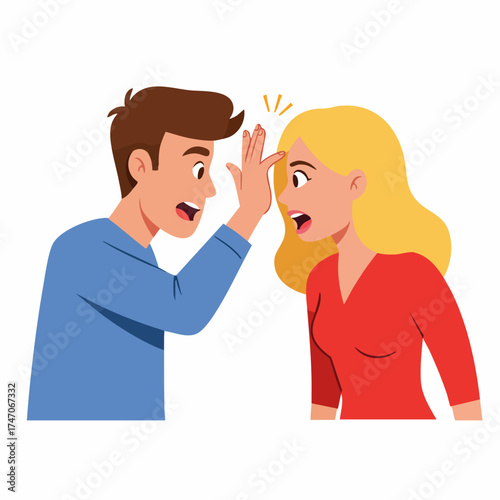 Flat Style Couple Arguing Conflict Disagreement Misunderstanding Angry Quarrel Situation Illustration