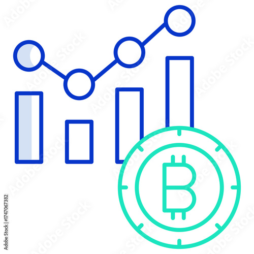 bitcoin report outline color icon design