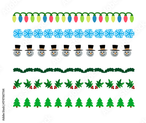 Winter Holiday Decorations Snowflakes Snowmen Lights Holly Trees Celebration