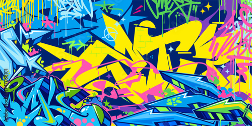Cool Abstract Urban Style Hiphop Graffiti Street Art Vector Illustration Background Template