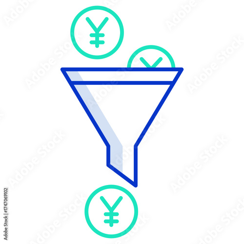 conversion yen outline color icon design