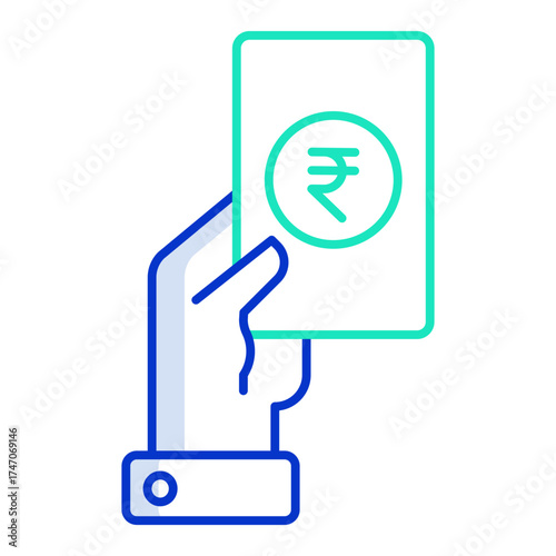 give cash rupee outline color icon design