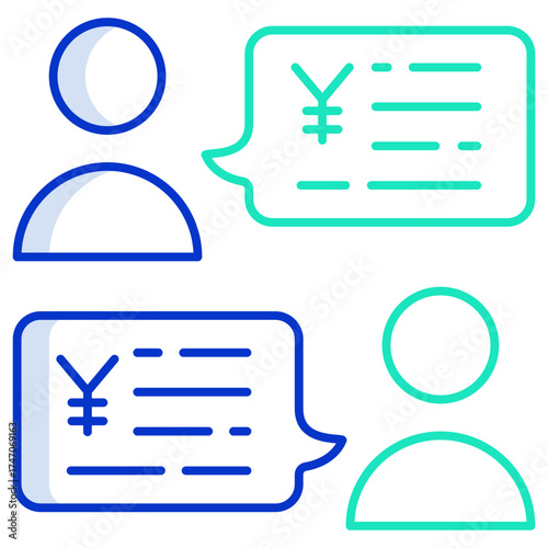 yen financial planning outline color icon design