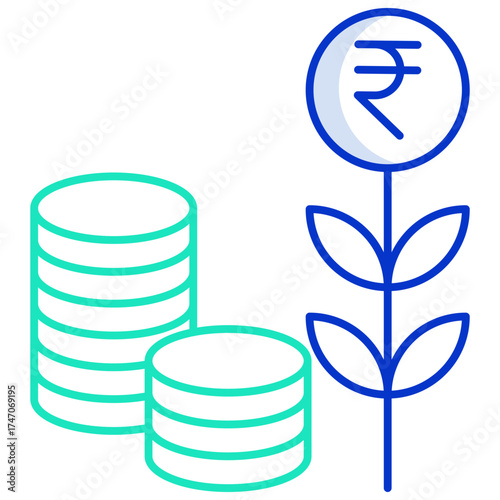 rupee Investment outline color icon design